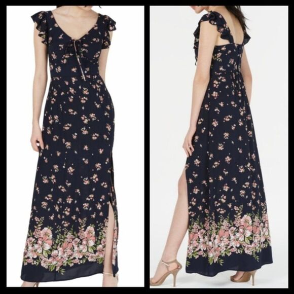 Teez Me Sleeveless Blue Floral Maxi Dress Size 5 NWT - Picture 1 of 4